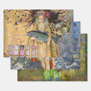 Feuille De Papier Cadeau Vintage Pisces femme gothique classique