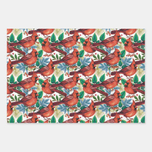 Feuille De Papier Cadeau Vintage Red Cardinal Birds Noël
