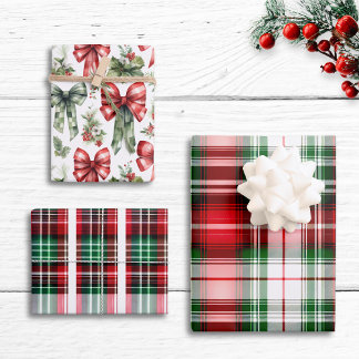 Feuille De Papier Cadeau Vintage Red Green Plaid Foyer Lux Christmas