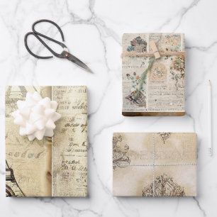 Feuille De Papier Cadeau Vintage Rustique Romantique Paris
