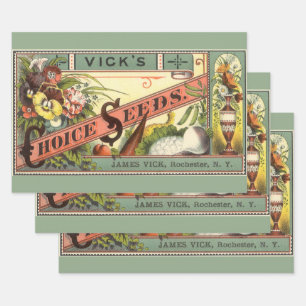 Feuille De Papier Cadeau Vintage Seed Packet Étiquette Art, Vick's Choice S