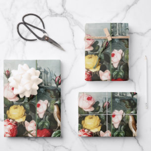 Feuille De Papier Cadeau Vintage Thornton Roses Art de nid d'oiseau