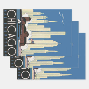 Feuille De Papier Cadeau Vintage Travel Chicago a Tout Ciel de la Ville