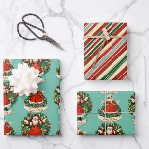 Feuille De Papier Cadeau Vintage Vacances Cheval En Turquoise