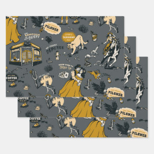 Feuille De Papier Cadeau Vintage Western Wild West Yellowstone Cowboy Cadea