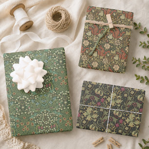 Feuille De Papier Cadeau Vintage William Morris Motif Floral Vert