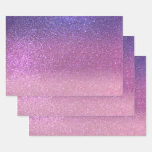 Feuille De Papier Cadeau Violet Princesse Blush Pink Triple Glitter ombre