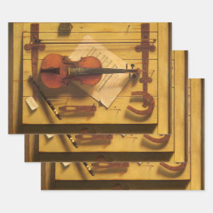Feuille De Papier Cadeau Violon et musique de Still Life par William Harnet