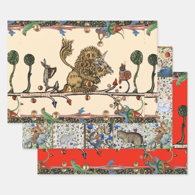 Feuille De Papier Cadeau Violoniste Lion, Hare (Lot)