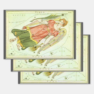Feuille De Papier Cadeau Virgo Virgin Vintage Constellation Urania le miroi