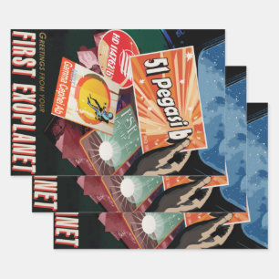 Feuille De Papier Cadeau Visitez La Première Exoplanète Trouvée À L'Extérie