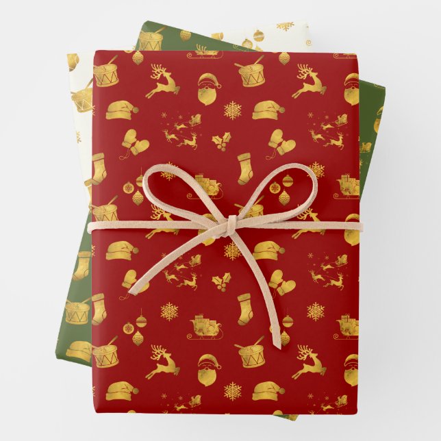 Feuille De Papier Cadeau Voeux simples ・ Éléments de Noël (En situation)