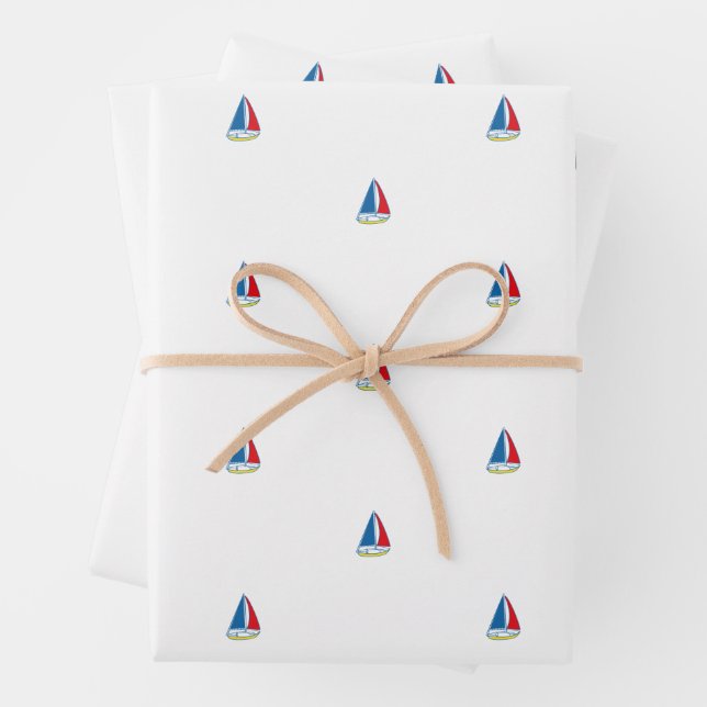 Feuille De Papier Cadeau Voilier nautique classique pour enfants (En situation)
