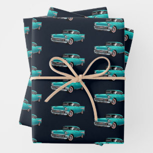 Feuille De Papier Cadeau Voiture Automobile Classique Vintage 