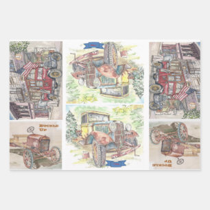 Feuille De Papier Cadeau Voiture classique