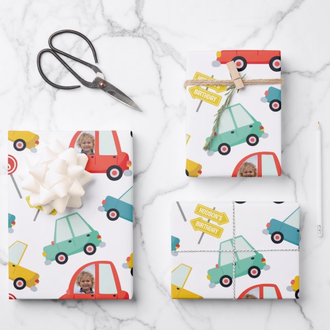 Feuille De Papier Cadeau Voiture photo personnalisée (Recto)