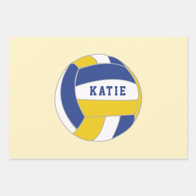 Feuille De Papier Cadeau Volleyball Ball Motif Enfants Nom Anniversaire