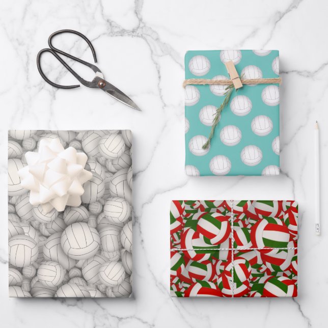 Feuille De Papier Cadeau volleyballs motif Noël ou toute occasion (Recto)