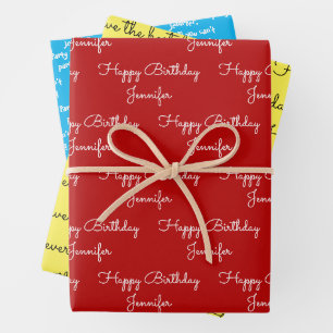 Feuille De Papier Cadeau Vos mots avec son nom Anniversaire 3 Cadeau