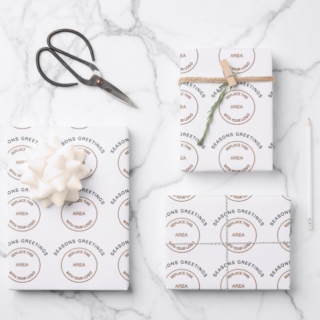 Feuille De Papier Cadeau Votre logo Joyeuses Fêtes Circulaire d'entreprise (Recto)