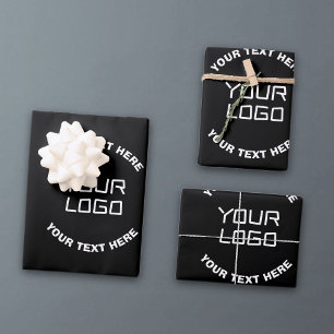 Feuille De Papier Cadeau Votre logo ou image et texte modifiable Noir et