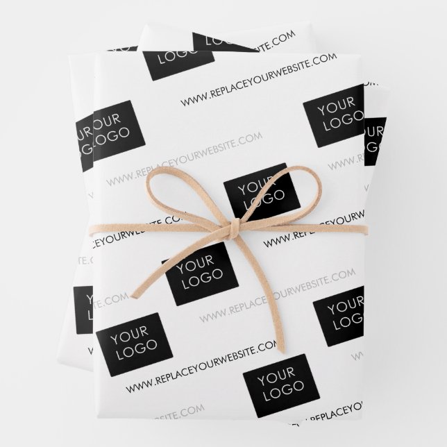 Feuille De Papier Cadeau Votre Logo Site Entreprise Emballage Blanc (En situation)