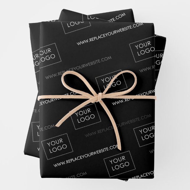 Feuille De Papier Cadeau Votre Logo Site Entreprise Emballage Noir (En situation)