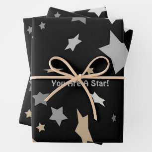 Feuille De Papier Cadeau Vous Êtes Une Étoile ! Élégant Noir moderne