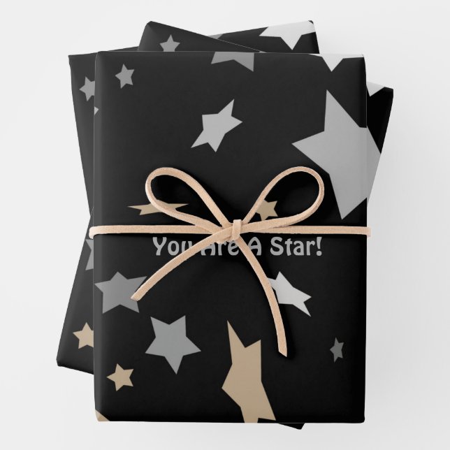 Feuille De Papier Cadeau Vous Êtes Une Étoile ! Élégant Noir moderne (En situation)