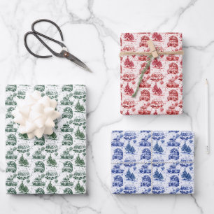 Feuille De Papier Cadeau Voyage de Noël toile   couleur mixte