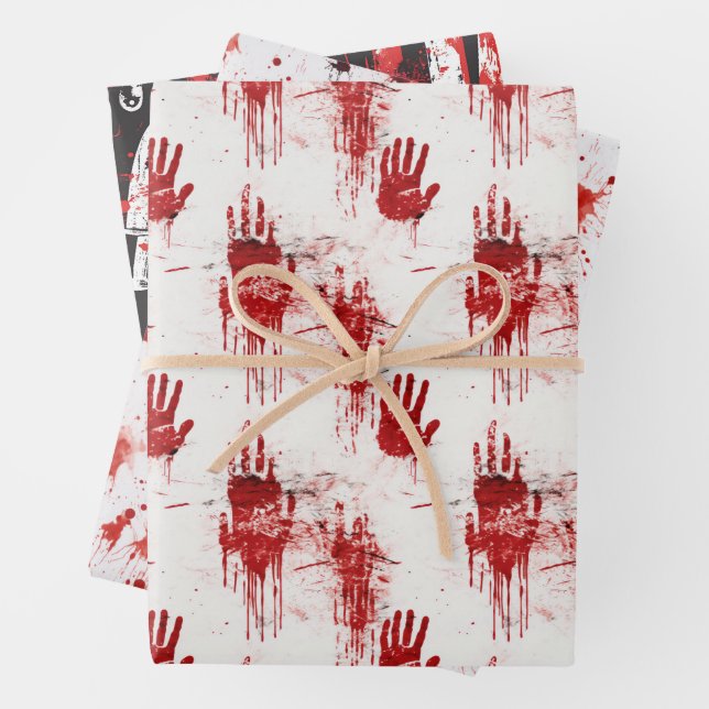 Feuille De Papier Cadeau Vrai crime Motif d'horreur (En situation)