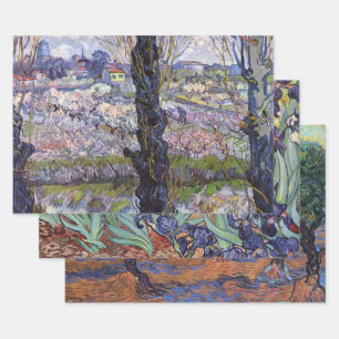 Feuille De Papier Cadeau Vue de Arles Jardin en fleurs de Van Gogh