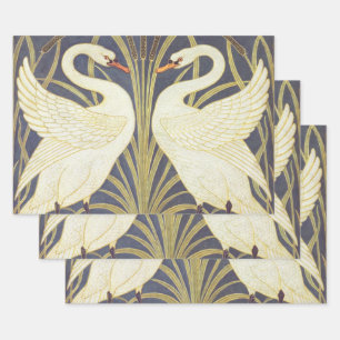 Feuille De Papier Cadeau Walter Crane Swan, Rush Et Iris Art Nouveau