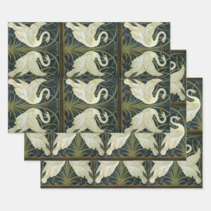 Feuille De Papier Cadeau Walter Crane Swan & Rush et Iris victorien