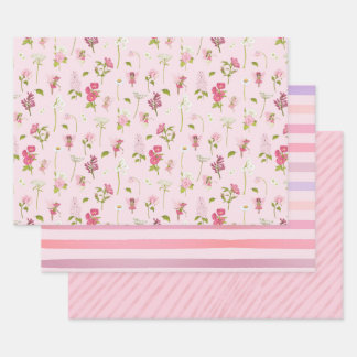 Feuille De Papier Cadeau Watercolor Fairy Pink Stripes