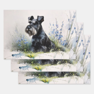 Feuille De Papier Cadeau Watercolor Schnauzer Decoupage