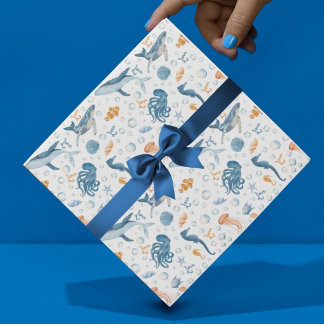 Feuille De Papier Cadeau watercolor Sea You Soon Coastal Baby Shower