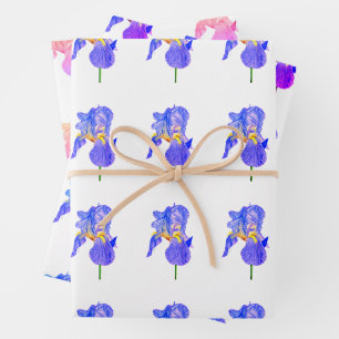 Feuille De Papier Cadeau Watercolour Blue Iris Gift Wrapping Paper Sheets