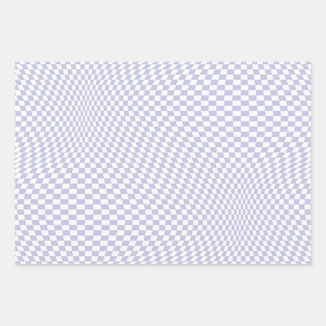 Feuille De Papier Cadeau Wavy À damiers Pastel Purple Checkerboard Motif (Devant)