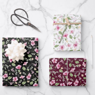 Feuille De Papier Cadeau Wedding shower en fleur d'Hibiscus rose bleu marin