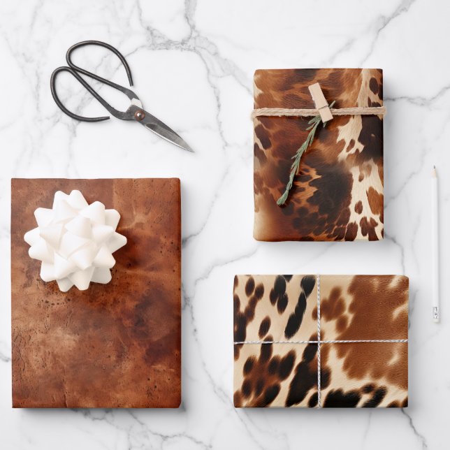 Feuille De Papier Cadeau Western Brown Howdy Cowboy Brown Cpwhide (Recto)