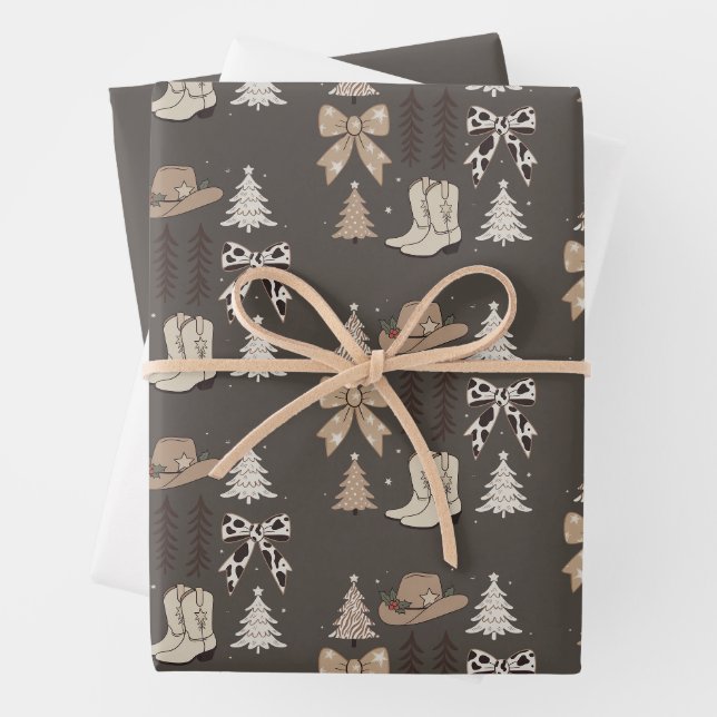 Feuille De Papier Cadeau Western Christmas Cowboy Country Rodéo esthétique (En situation)