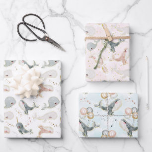 Feuille De Papier Cadeau Whale Boy Girl Anniversaire Baby shower Enfants