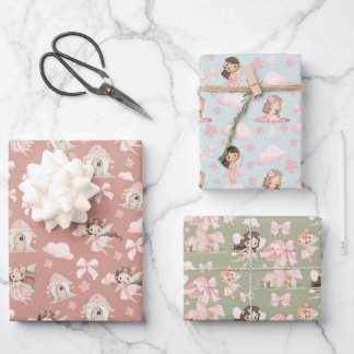 Feuille De Papier Cadeau Whimsical Cute Fairy Tale Gift Wrap Set for Girls