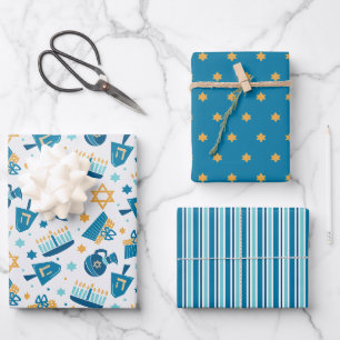 Feuille De Papier Cadeau Whimsical Happy Hannukah Coodinant