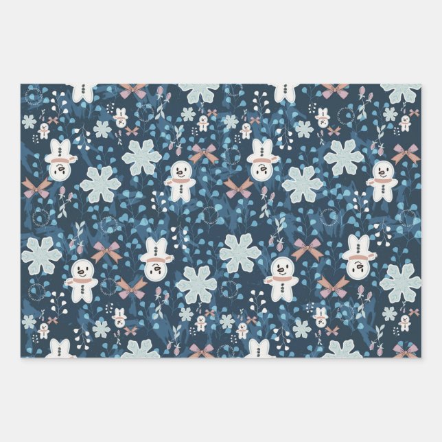 Feuille De Papier Cadeau Whimsical Holiday Wrapping Paper Flat Sheet (Devant)
