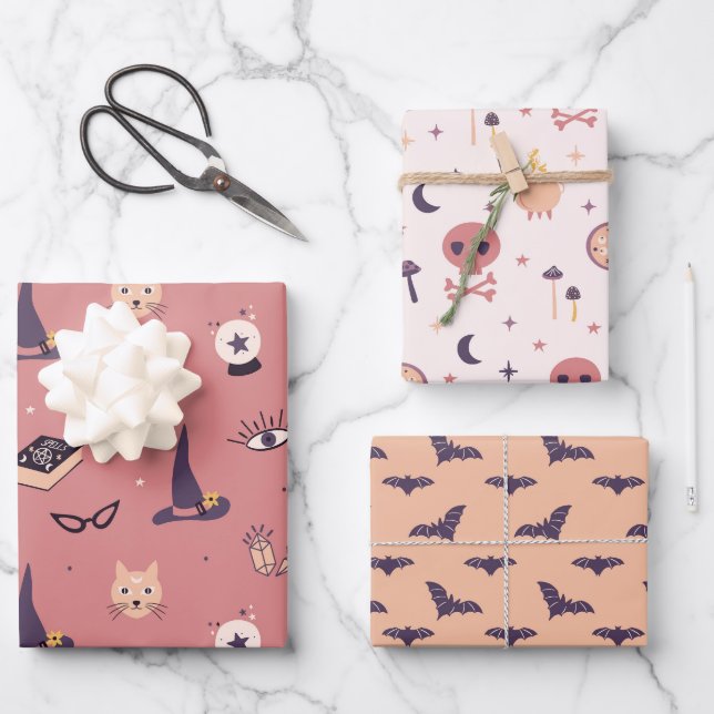Feuille De Papier Cadeau Whimsical Magical rose sorcier thème (Recto)