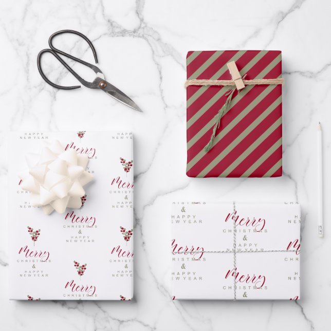 Feuille De Papier Cadeau Whimsical Merry Christmas Quote Classic Christmas (Recto)
