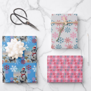 Feuille De Papier Cadeau Whimsical Penguin Ice Fishing Watercolor Art