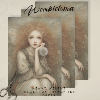 Feuille De Papier Cadeau Whimsical Woodland Fairy Portrait with Dandelion